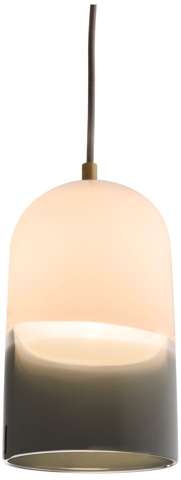 Pharos 6.5"  Brass 3500K LED Pendant With White And Bronze Glass Shade