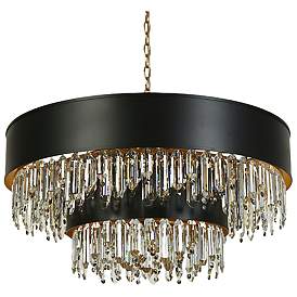 Image5 of Phesonlaxy 31 1/2" Wide Matte Black and Gold Leaf Chandelier more views