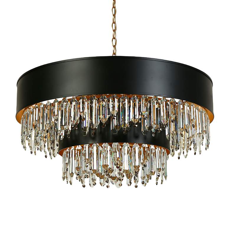 Image 5 Phesonlaxy 31 1/2" Wide Matte Black and Gold Leaf Chandelier more views