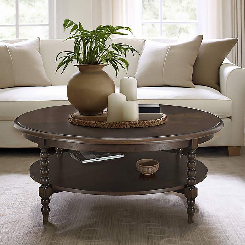 Image 1 Philippe 42" Wide Brown Round Coffee Table