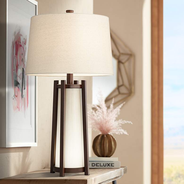 Image 1 Phillip Oil-Rubbed Bronze Table Lamp with LED Night Light