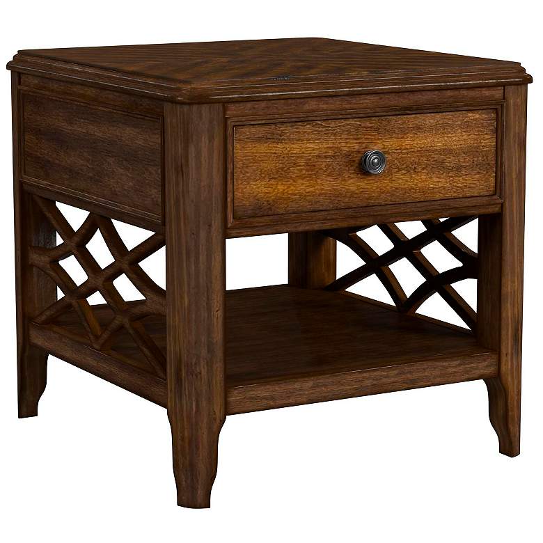 Image 1 Phillipe 24" Wide Cherry Wood 1-Drawer Square End Table