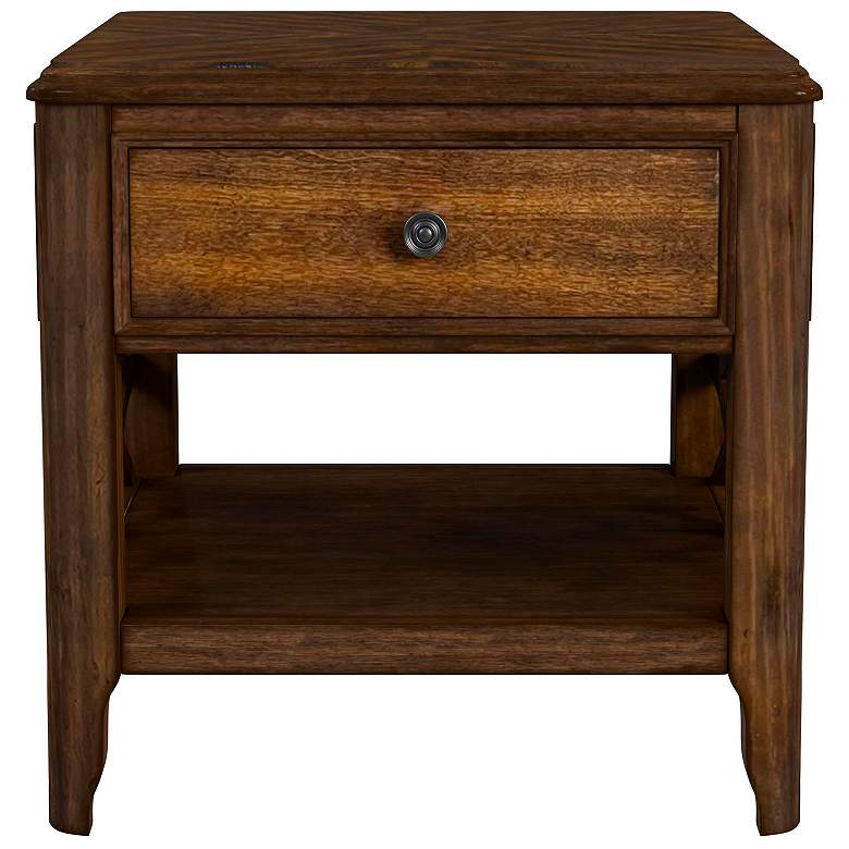 Image 6 Phillipe 24" Wide Cherry Wood 1-Drawer Square End Table more views