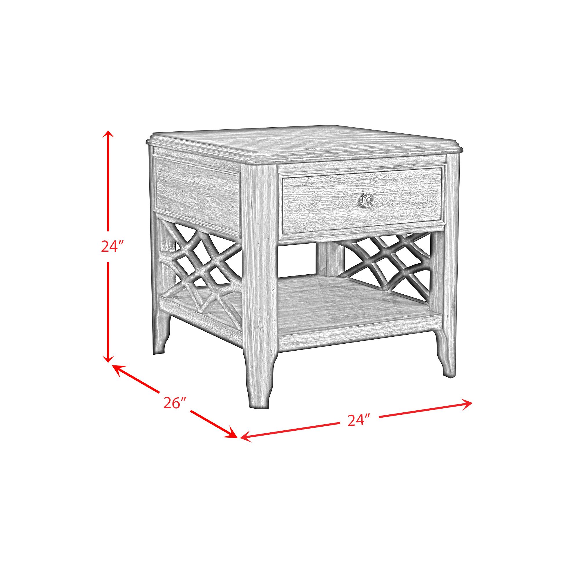 Image 7 Phillipe 24" Wide Cherry Wood 1-Drawer Square End Table more views