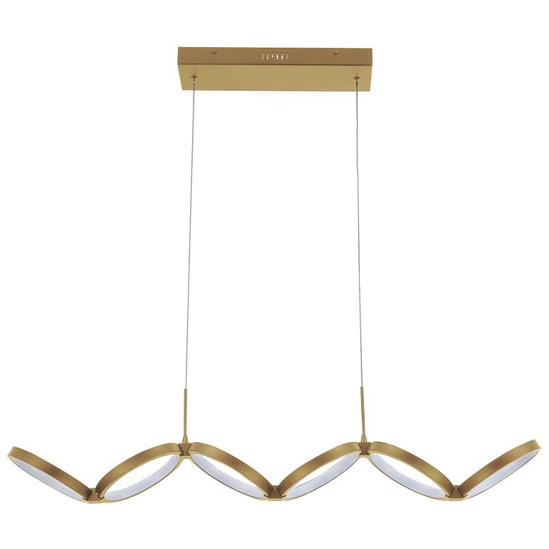 Image 1 Philo 39.75 inch Wide Horizontal Aged Brass 50W LED Pendant