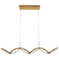 Philo 39.75" Wide Horizontal Aged Brass 50W LED Pendant