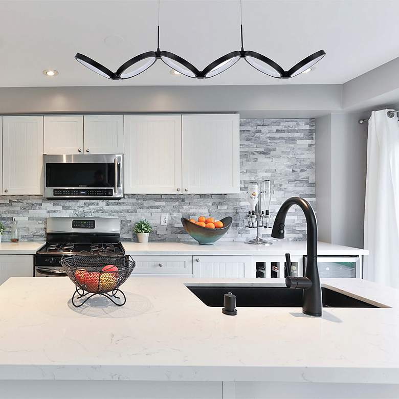 Image 3 Philo 39.75" Wide Horizontal Matte Black 50W LED Pendant more views