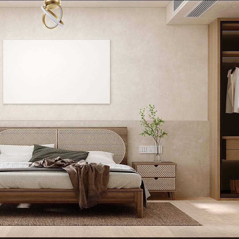 Image 2 Philo 6.75" Wide Aged Brass 20W LED Semi-Flush Mount more views