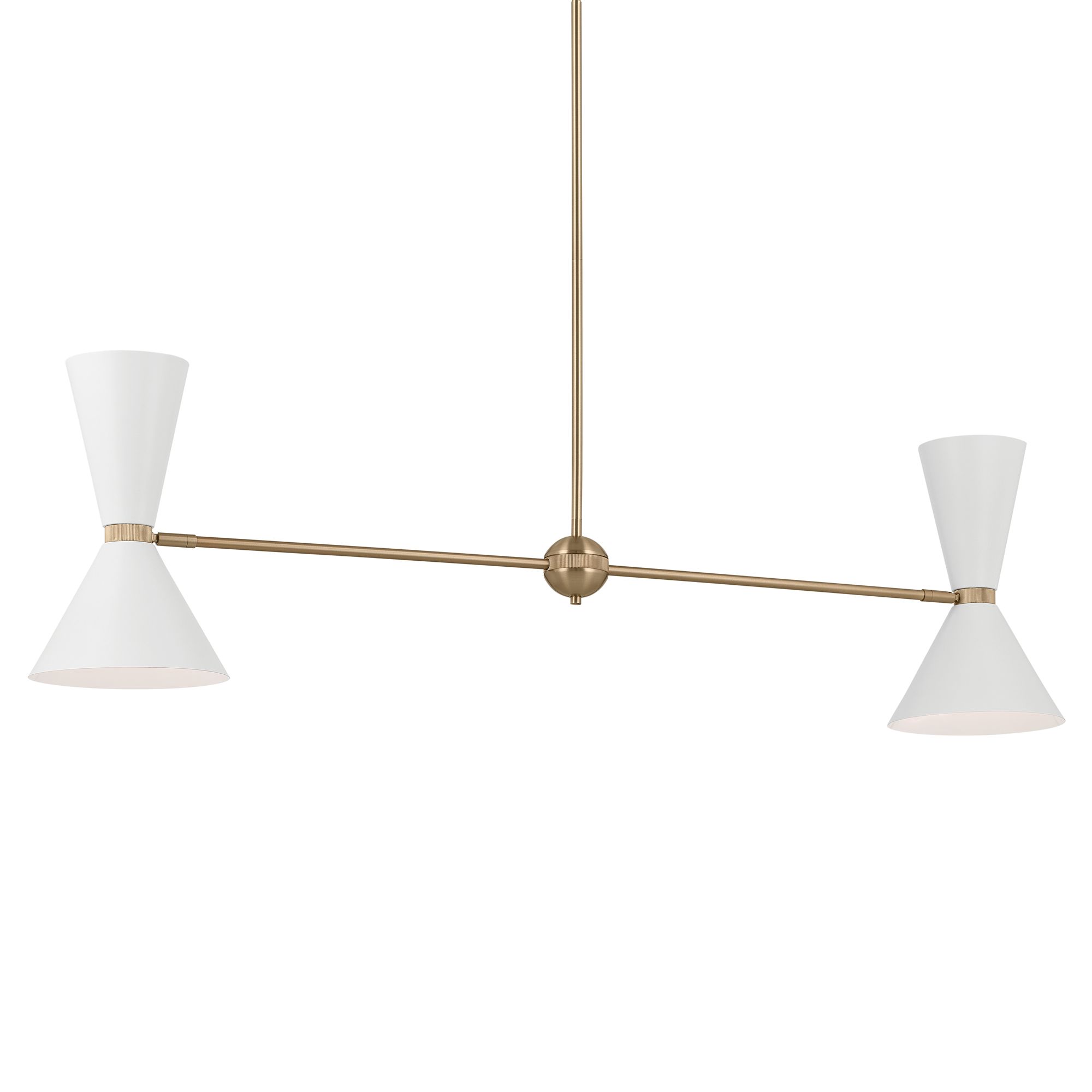 Image 2 Phix 48 Inch 4 Light Linear Chandelier in Champagne Bronze with White more views