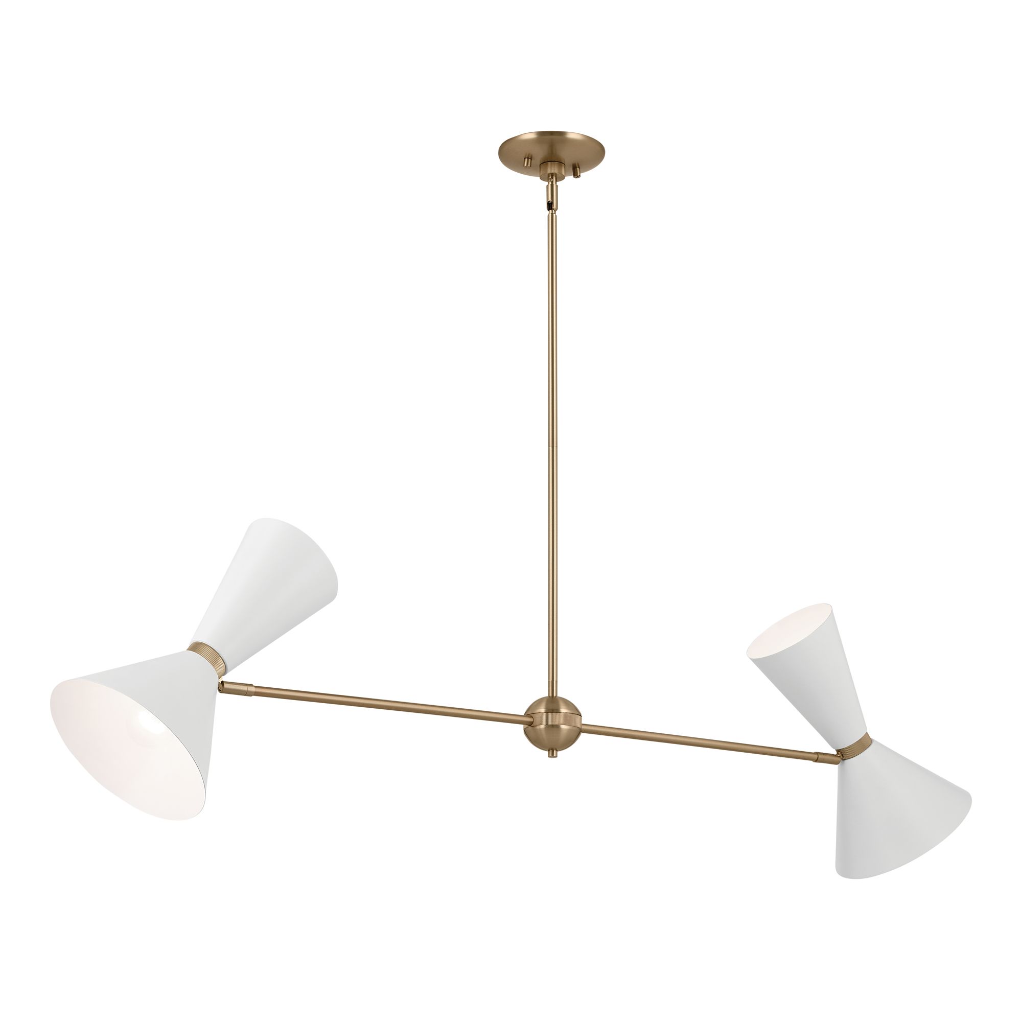 Image 4 Phix 48 Inch 4 Light Linear Chandelier in Champagne Bronze with White more views