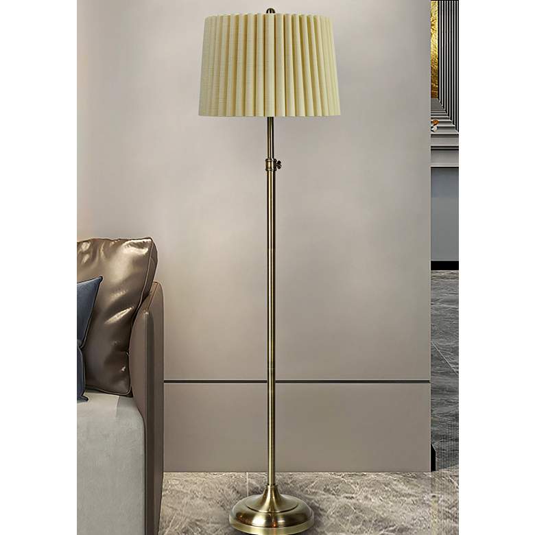 Image 1 Phleger Adjustable Height Antique Brass Floor Lamp