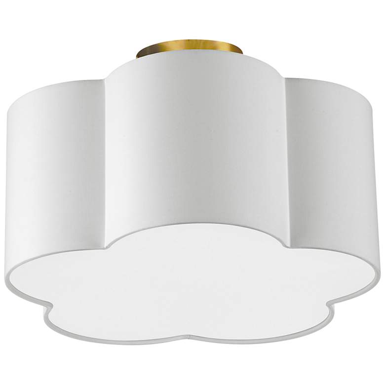 Image 2 Phlox 15" Wide Aged Brass Scalloped Ceiling Light