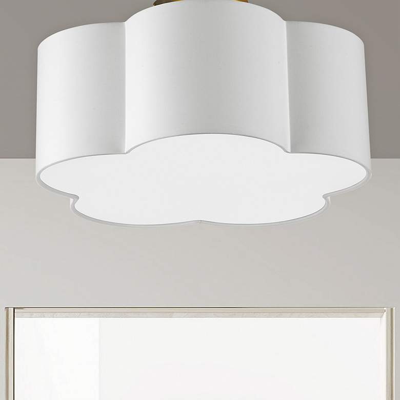 Image 1 Phlox 15" Wide Aged Brass Scalloped Ceiling Light