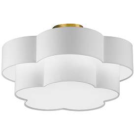 Image1 of Phlox 20" Wide Aged Brass Ceiling Light with White Shade