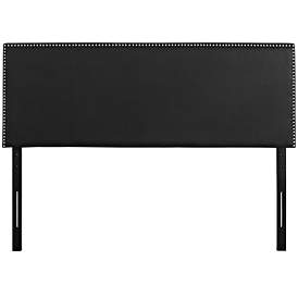 Image2 of Phoebe Black Vinyl Queen Upholstered Headboard more views