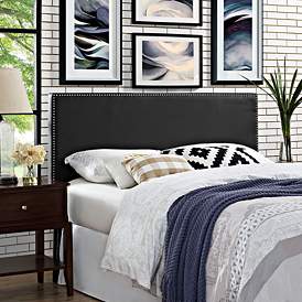 Image4 of Phoebe Black Vinyl Queen Upholstered Headboard more views