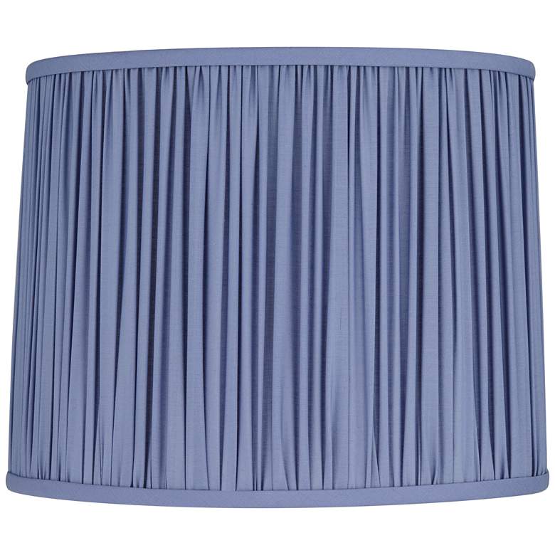 Image 1 Phoebe Blue Shirred Slight Drum Lamp Shade 13x14x11 (Spider)