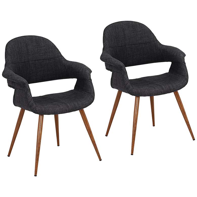 Image 2 Phoebe Charcoal Fabric Accent Chairs Set of 2