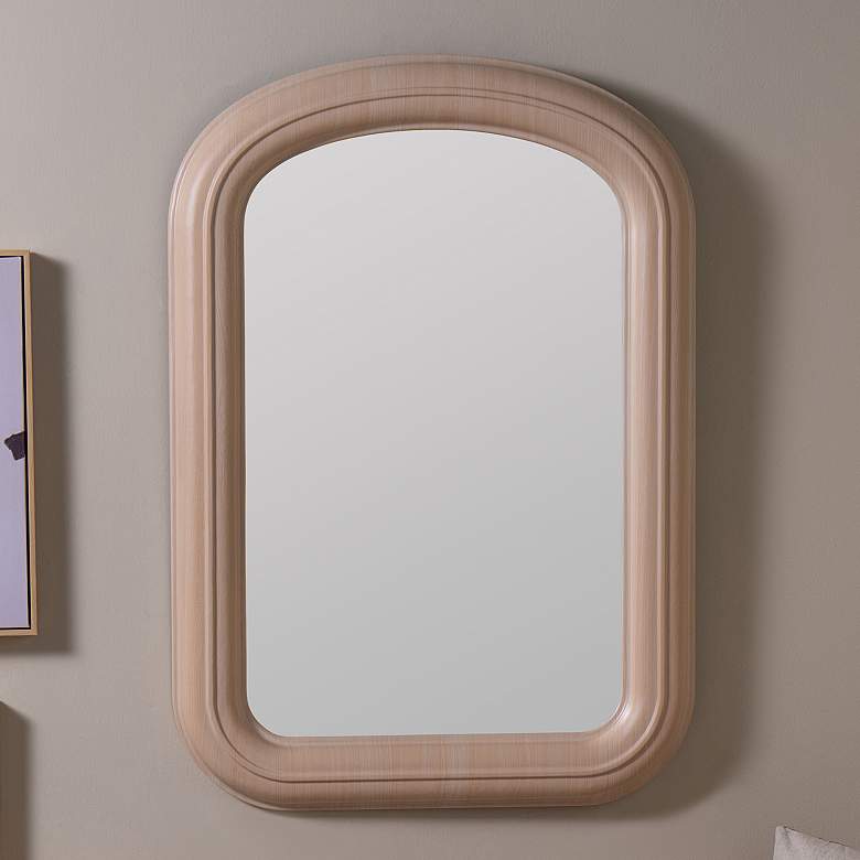 Image 1 Phoebe Natural Oak Finish 40" x 28" Wooden Arched Wall Mirror