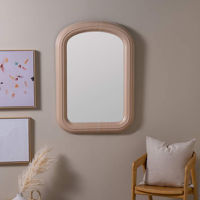 Image 7 Phoebe Natural Oak Finish 40" x 28" Wooden Arched Wall Mirror more views