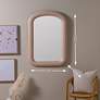 Phoebe Natural Oak Finish 40" x 28" Wooden Arched Wall Mirror