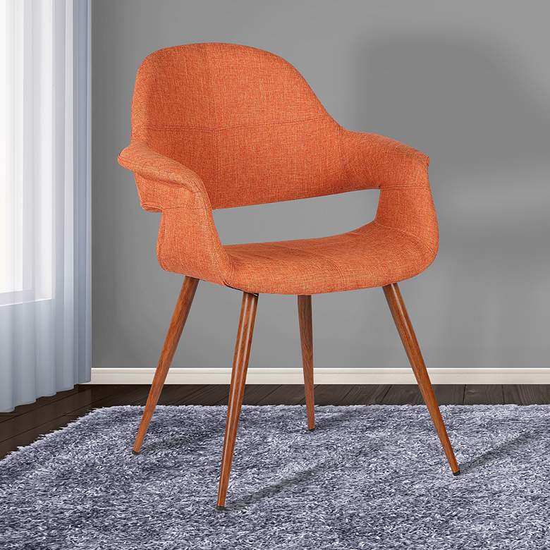 Image 1 Phoebe Orange Fabric and Walnut Wood Dining Chair