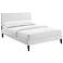 Phoebe White Vinyl Platform Bed with Squared Tapered Legs