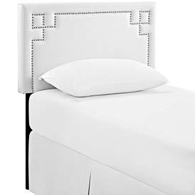 Image3 of Phoebe White Vinyl King Upholstered Headboard more views
