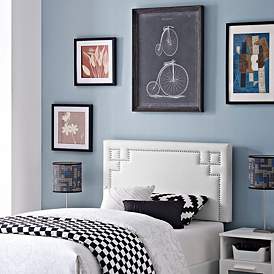 Image4 of Phoebe White Vinyl King Upholstered Headboard more views