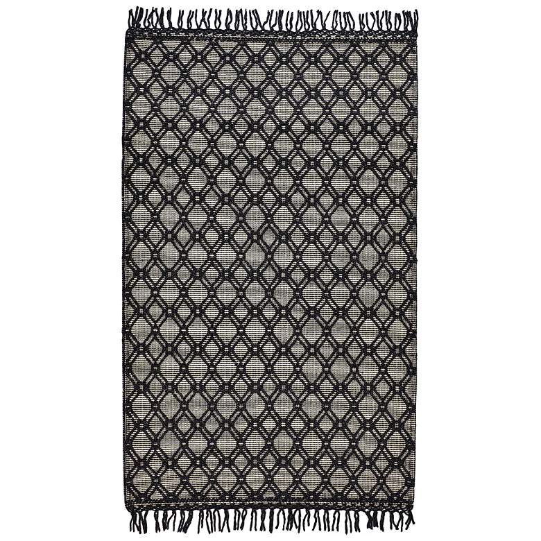 Image 2 Phoenix 0808F 7'9"x9'9" Black and Ivory Wool Area Rug