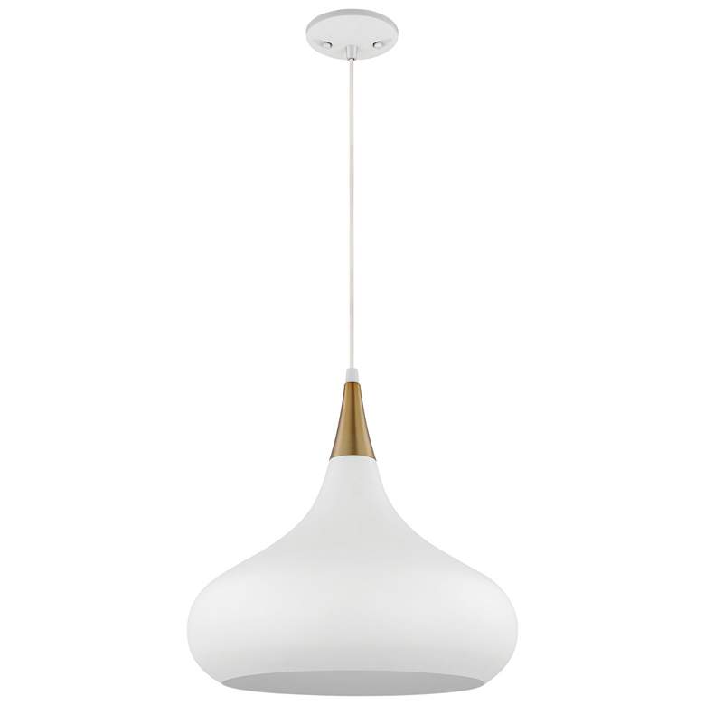 Image 1 Phoenix; 1 Light; Medium Pendant; Matte White with Burnished Brass