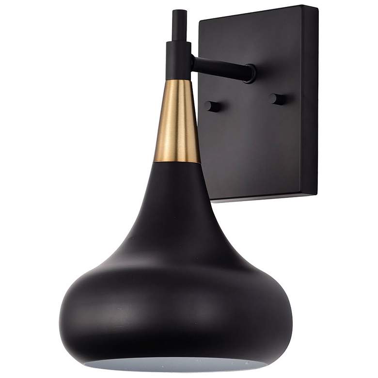 Image 1 Phoenix; 1 Light; Wall Sconce; Matte Black with Burnished Brass