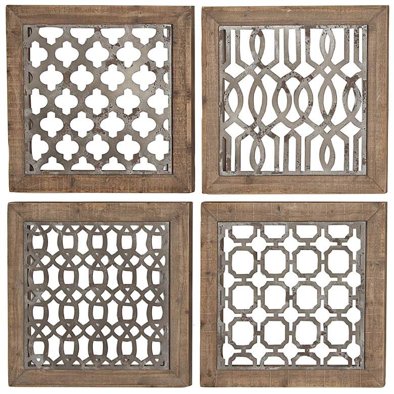 Image 2 Phoenix 19" Square Silver Metal Wall Art Set of 4 more views
