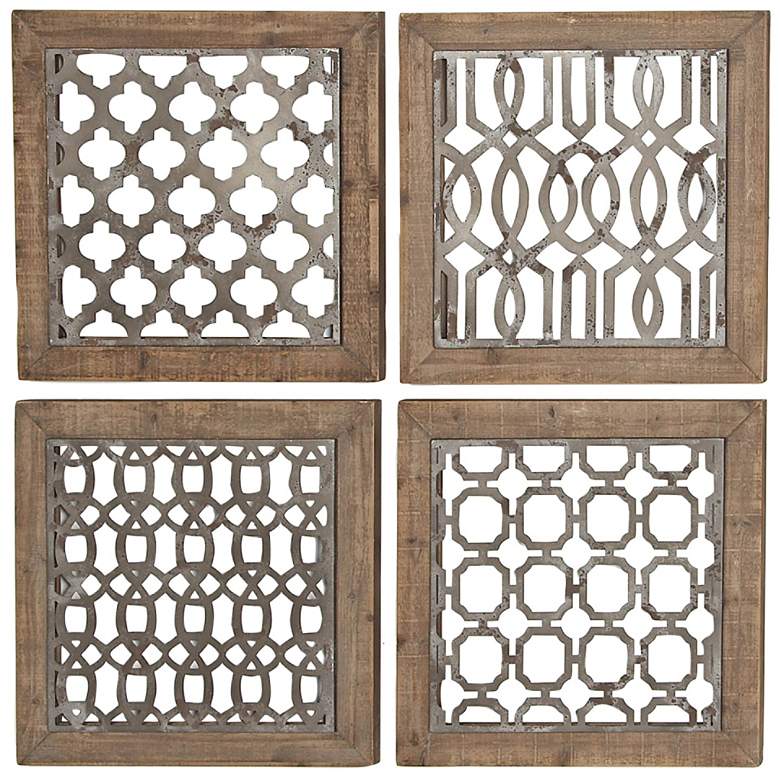 Image 2 Phoenix 19 inch Square Silver Metal Wall Art Set of 4 more views