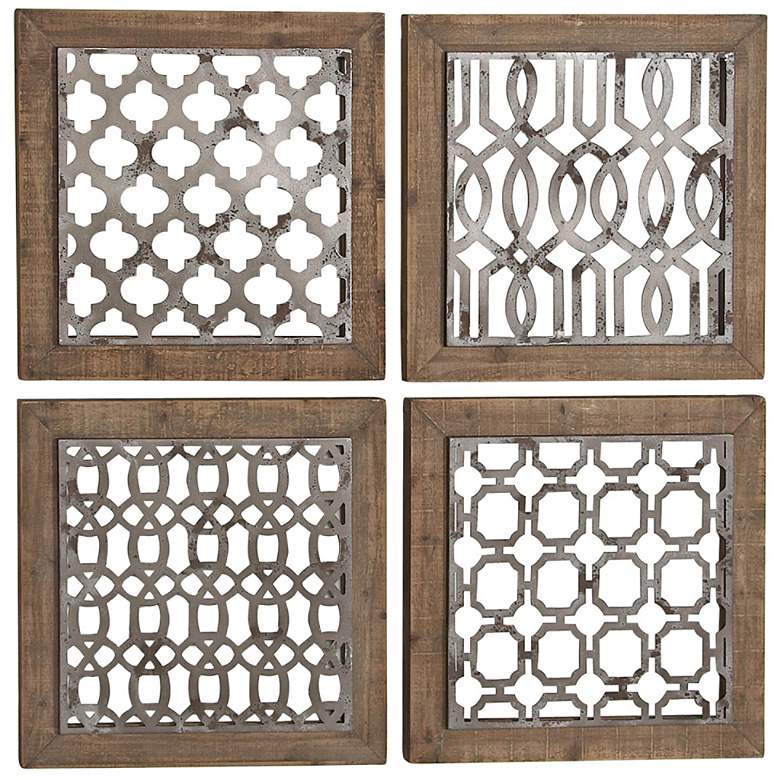 Image 3 Phoenix 19 inch Square Silver Metal Wall Art Set of 4 more views