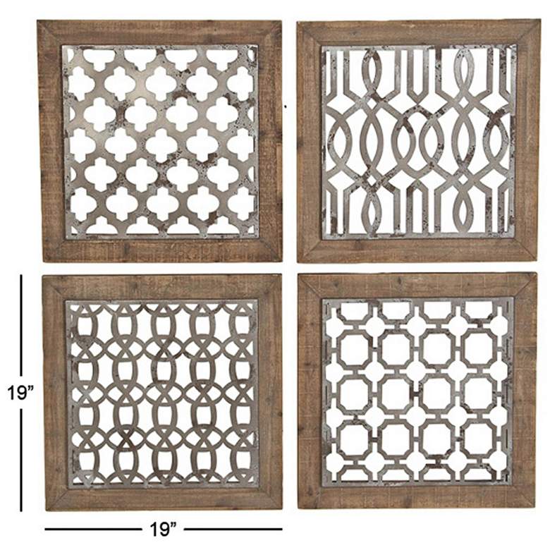 Image 4 Phoenix 19" Square Silver Metal Wall Art Set of 4 more views