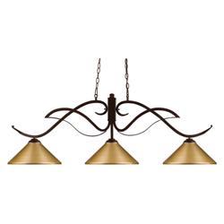 Phoenix 52"W Bronze and Satin Gold 3-Light Billiard Pendant