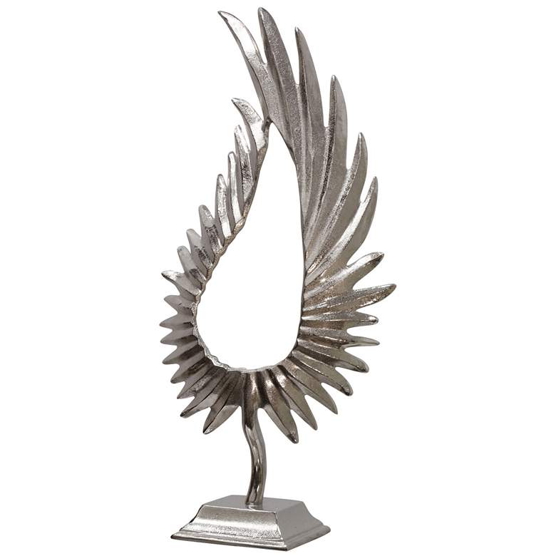 Image 1 Phoenix - Medium Feathered Metal Sculpture on Platform Base