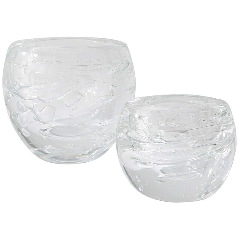 Image 1 Phyllo Clear Swirl Large Thick Glass 6 inch High Vase