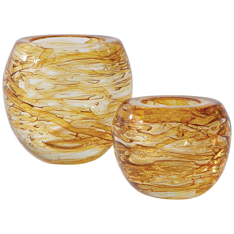 Image 1 Phyllo Golden Small Thick Glass 4 1/4 inch High Vase