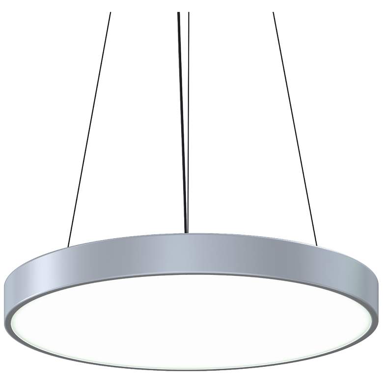 Image 1 Pi 24 inch Round LED Pendant w/20&#39; Cord (3500K) - Satin Aluminum