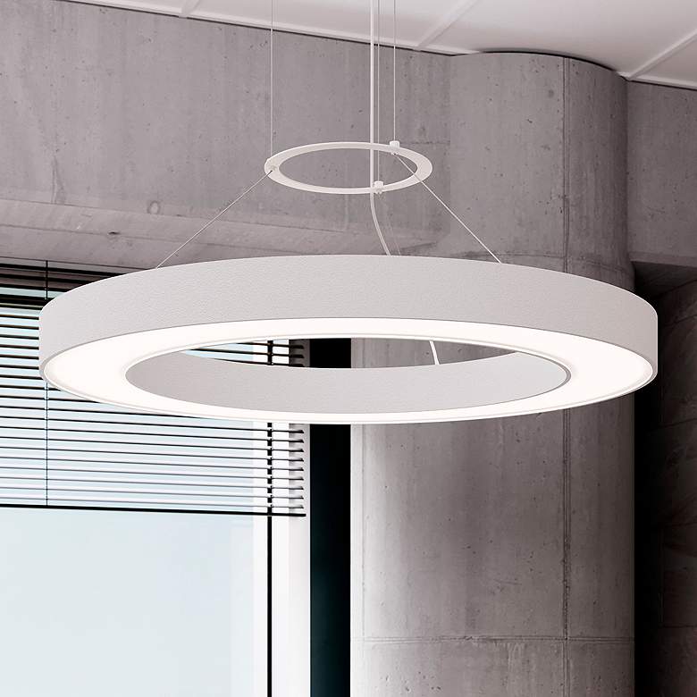 Image 1 Pi 30" Wide Satin White 3000K LED Round Ring Pendant