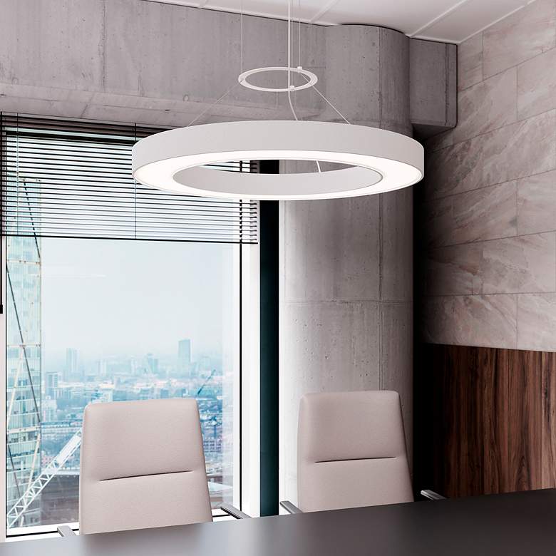 Image 4 Pi 30" Wide Satin White 3000K LED Round Ring Pendant more views