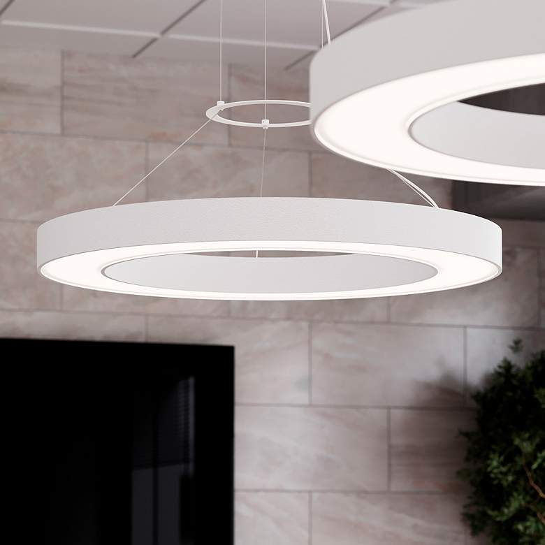 Image 5 Pi 30" Wide Satin White 3000K LED Round Ring Pendant more views