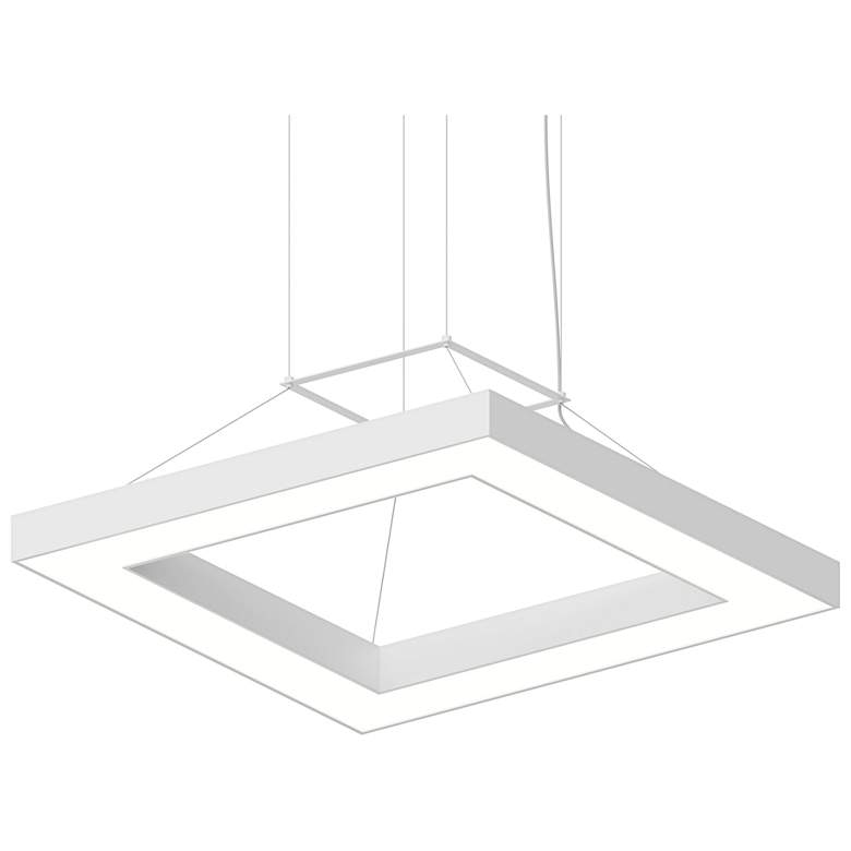 Image 1 Pi 30" Wide Satin White 3000K LED Square Ring Pendant