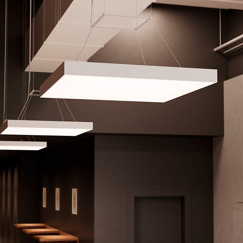 Image 2 Pi 30" Wide Satin White 3500K LED Square Pendant more views