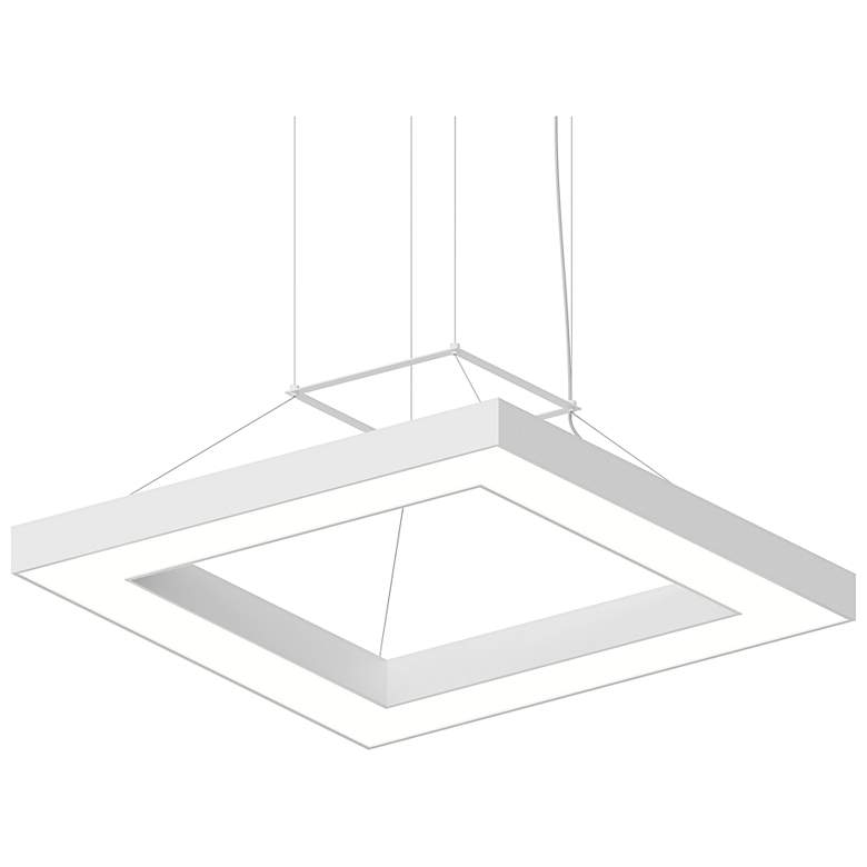 Image 1 Pi 30" Wide Satin White 3500K LED Square Ring Pendant