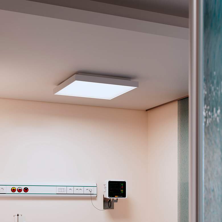 Image 4 Pi 30" Wide Satin White 3500K LED Square Surface Mount more views