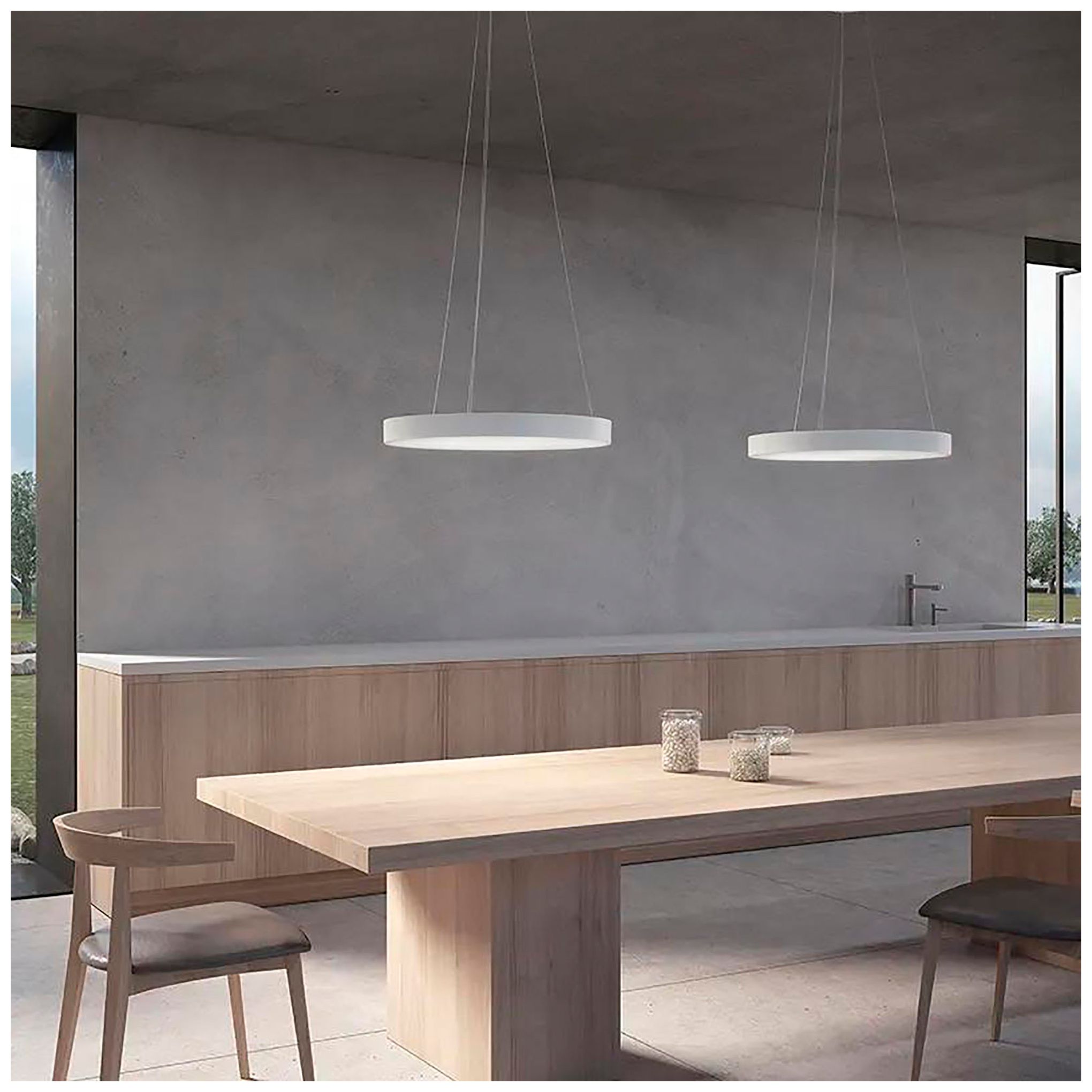 Image 4 Pi Round 16" Wide LED Pendant Bright Satin Aluminum 240" Cable more views