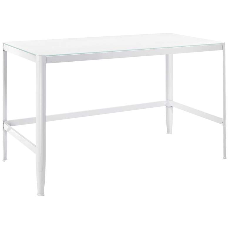Image 1 Pia 47 1/4 inch Wide White Finish Glass Top Modern Desk
